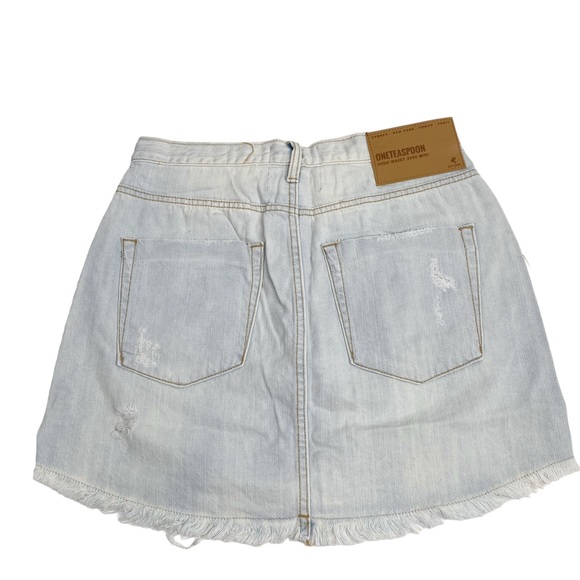 ONE TEASPOON Brando 2020 Light Wash Distressed Denim Mini Skirt - Picture 6 of 10